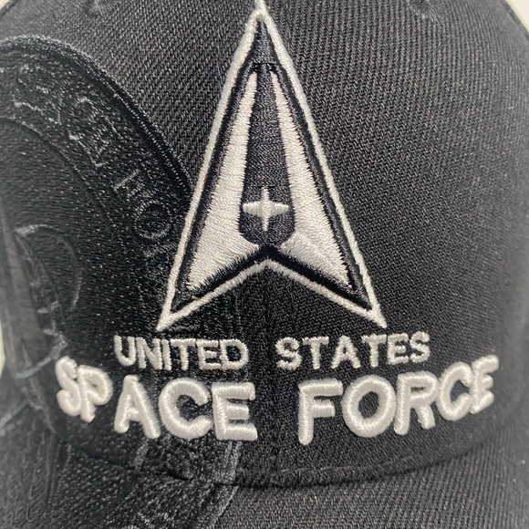 3D United States Space Force Hat Baseball Cap One Size Stretch Fit Black  USA - Picture 6 of 7
